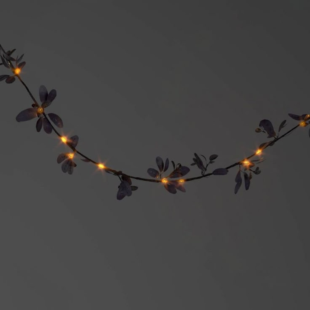 LED Garland Black Faux Leaves String Halloween Hyde & EEK! Boutique
